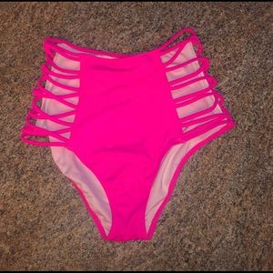 PINK by Victoria's Secret Hot Pink Bikini High Waist Bottom
